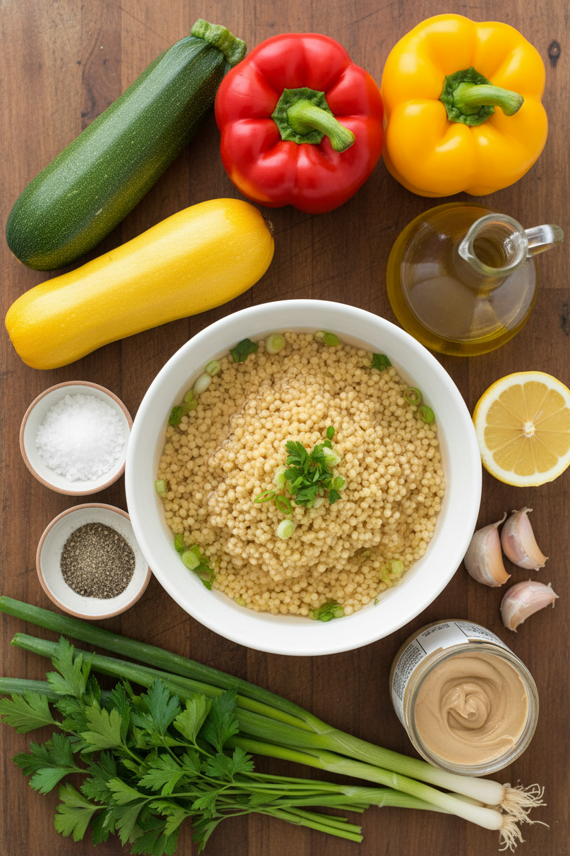 Spring Couscous with Lemon Herb Roasted Vegetables