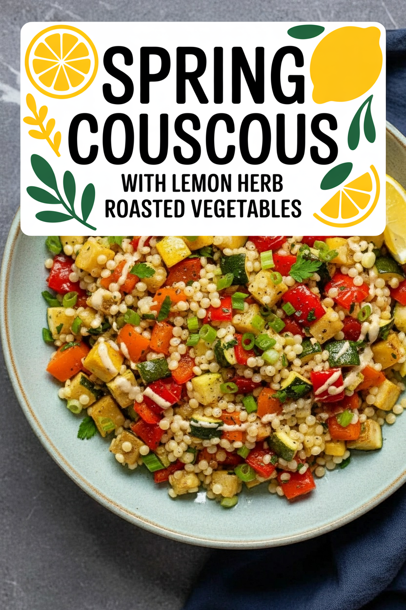 Spring Couscous with Lemon Herb Roasted Vegetables