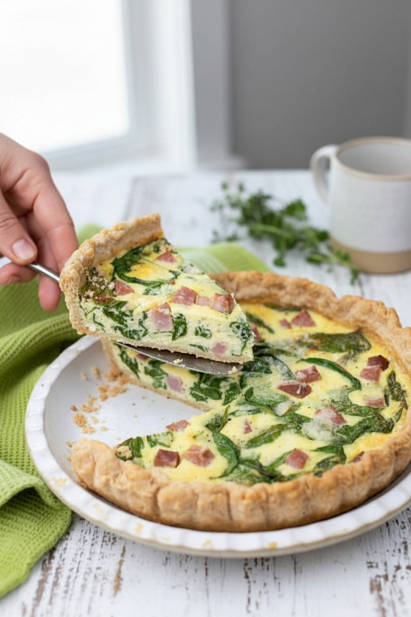 Spring Greens and Ham Quiche