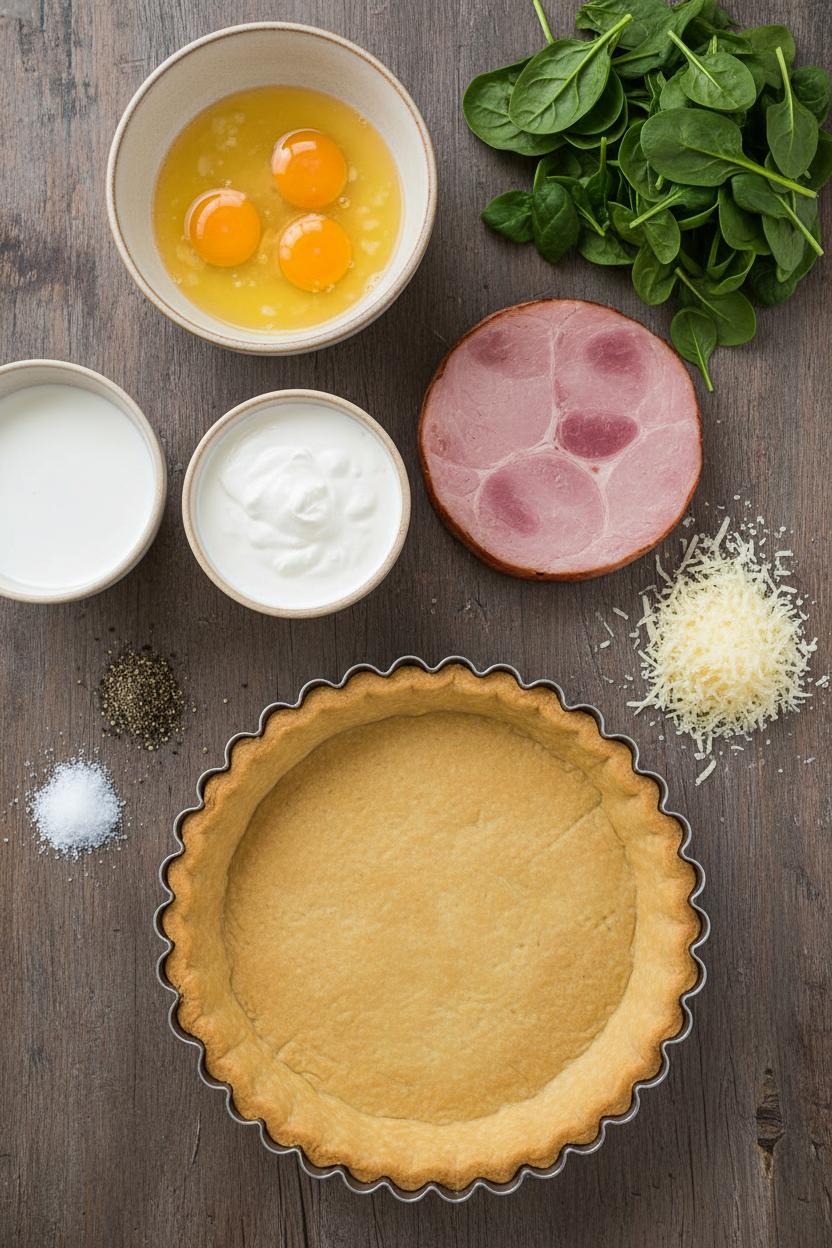 Spring Greens and Ham Quiche