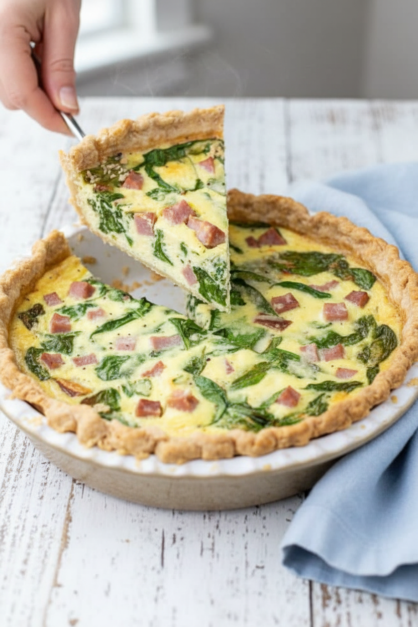 Spring Spinach and Ham Quiche