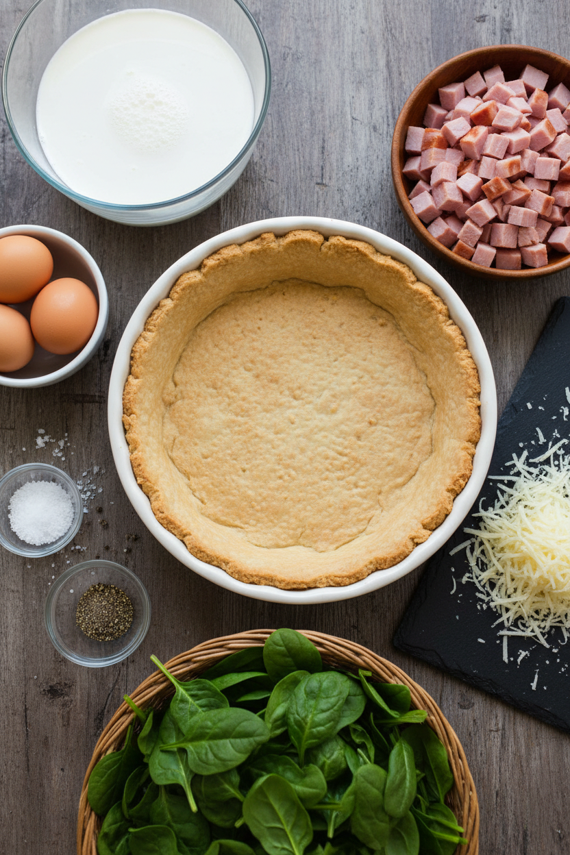 Spring Spinach and Ham Quiche