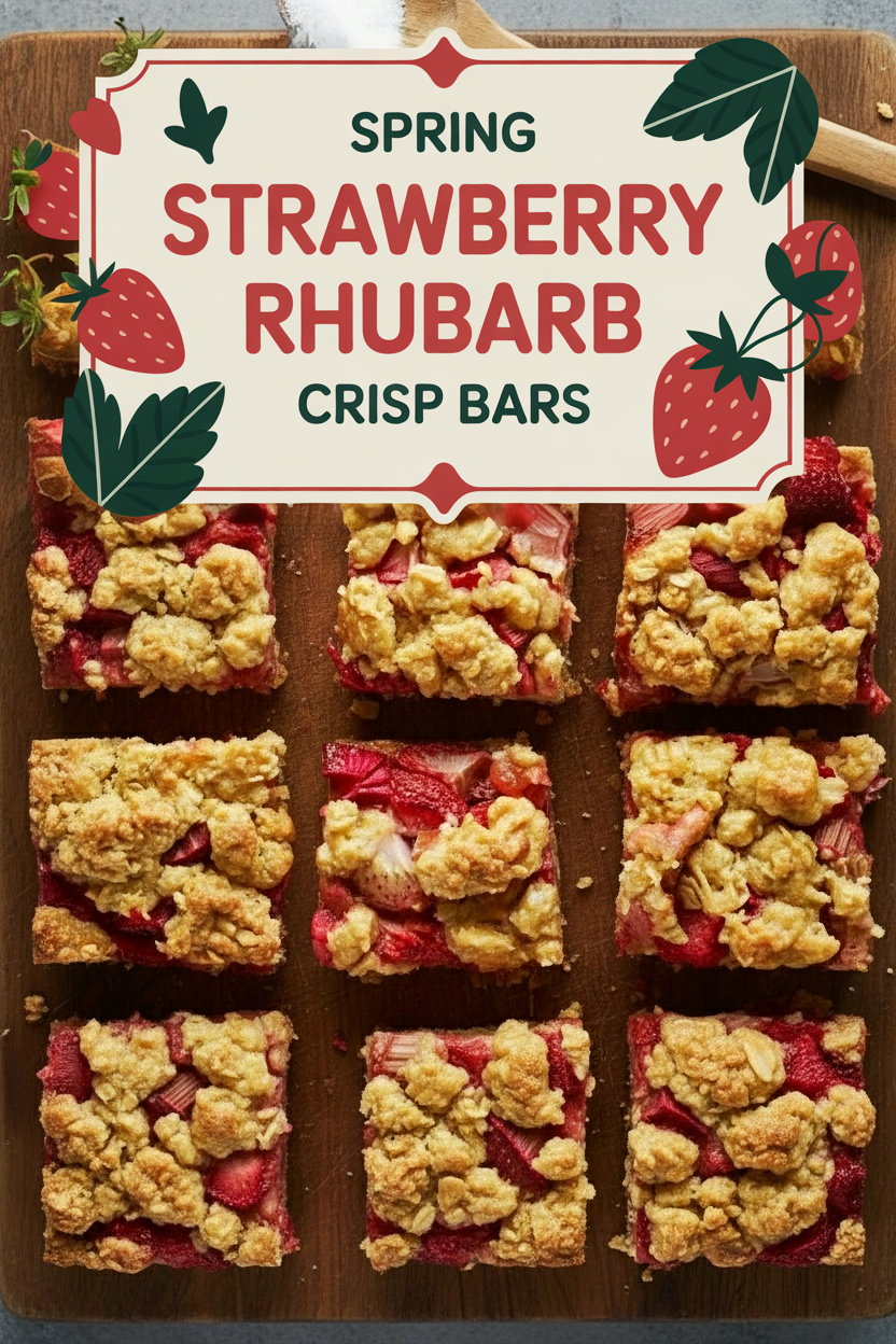 Spring Strawberry Rhubarb Crisp Bars
