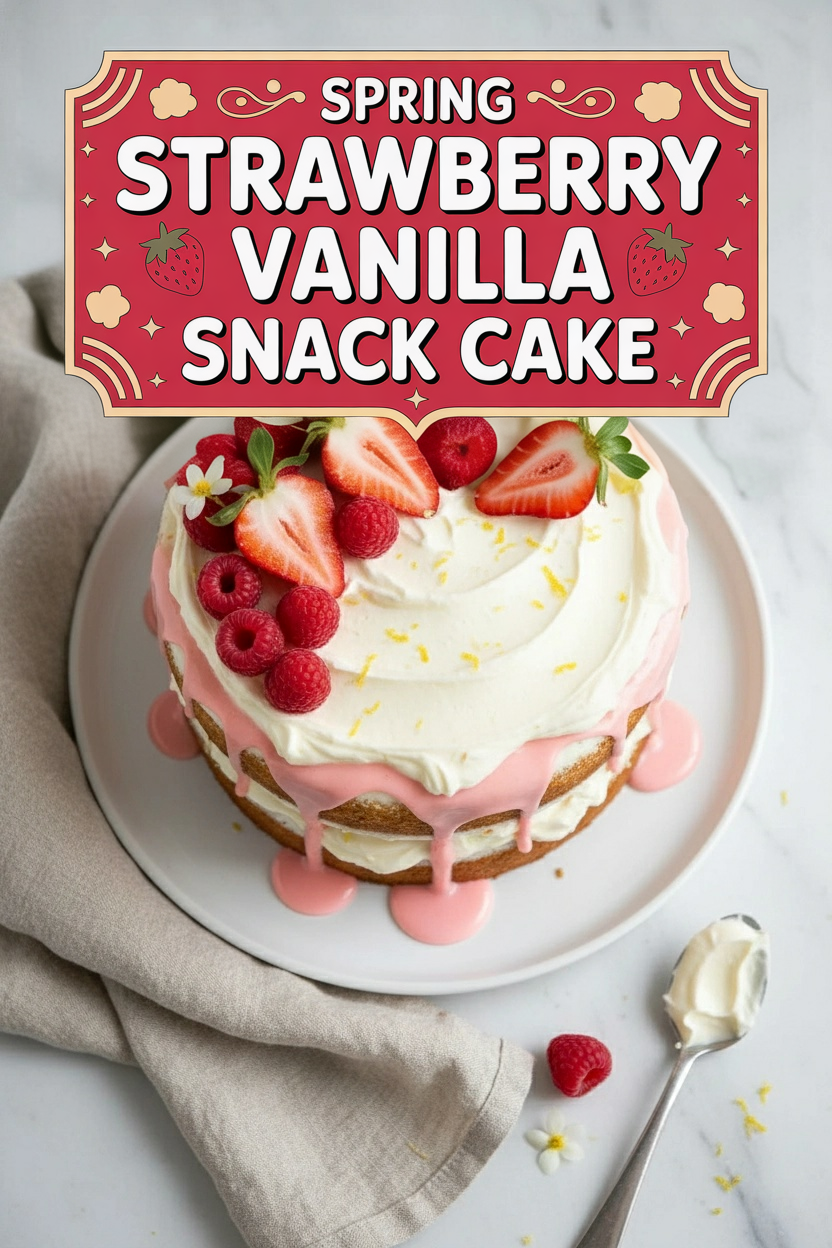 Spring Strawberry Vanilla Snack Cake