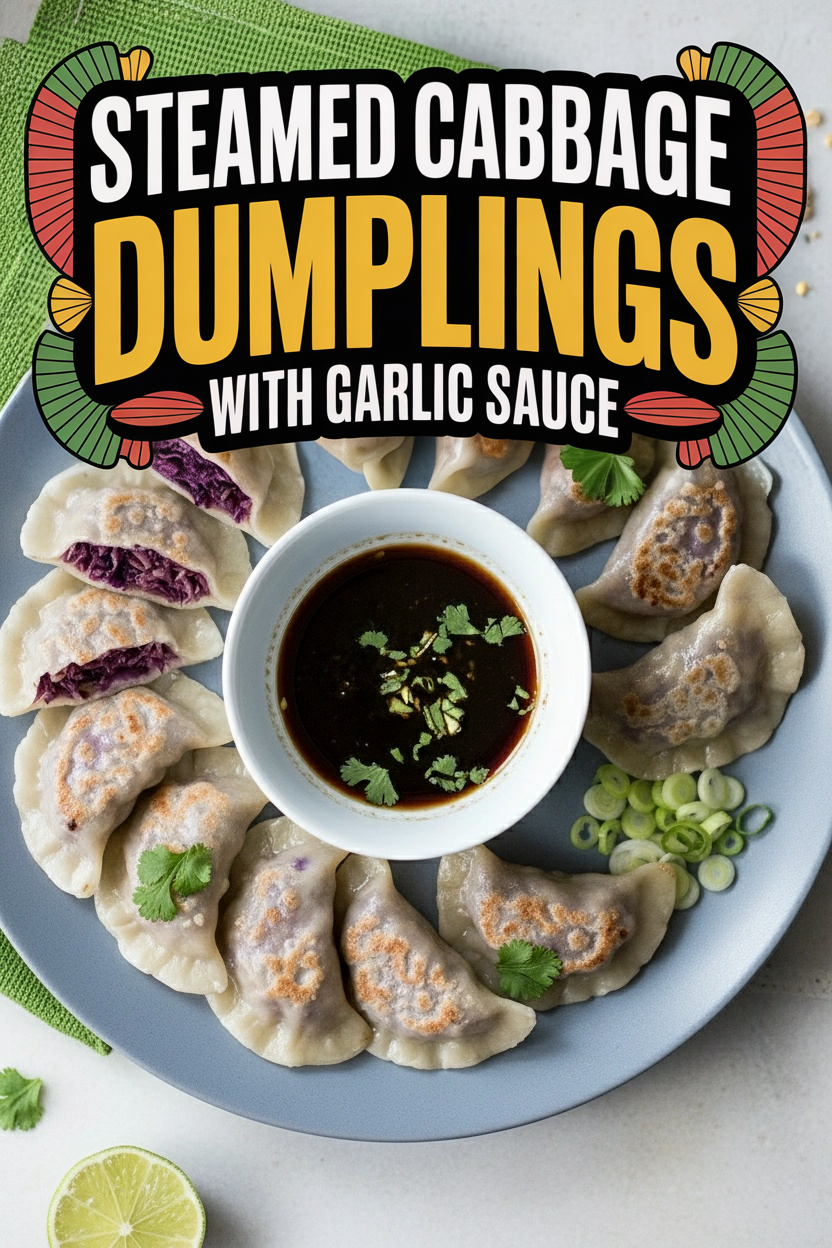 Steamed Cabbage Dumplings with Garlic Sauce