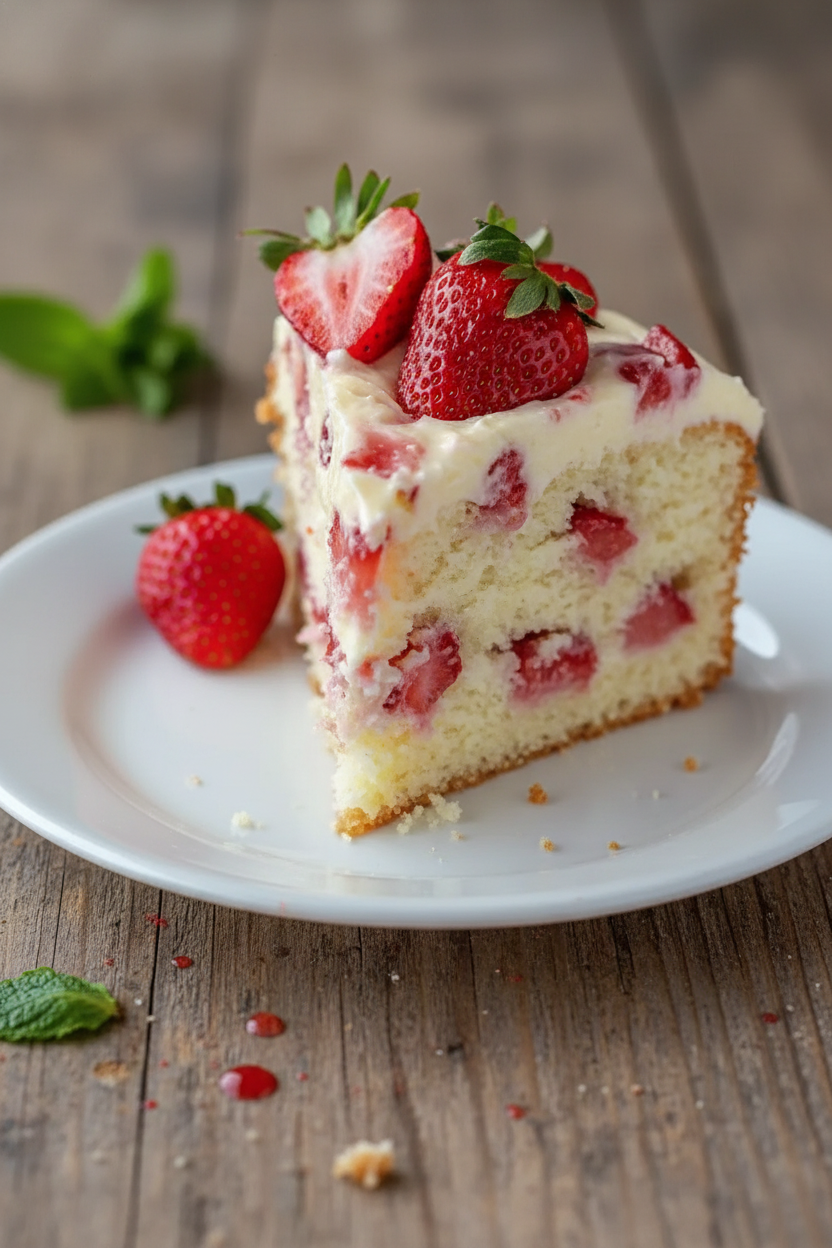 Strawberry Custard Layer Cake Recipe