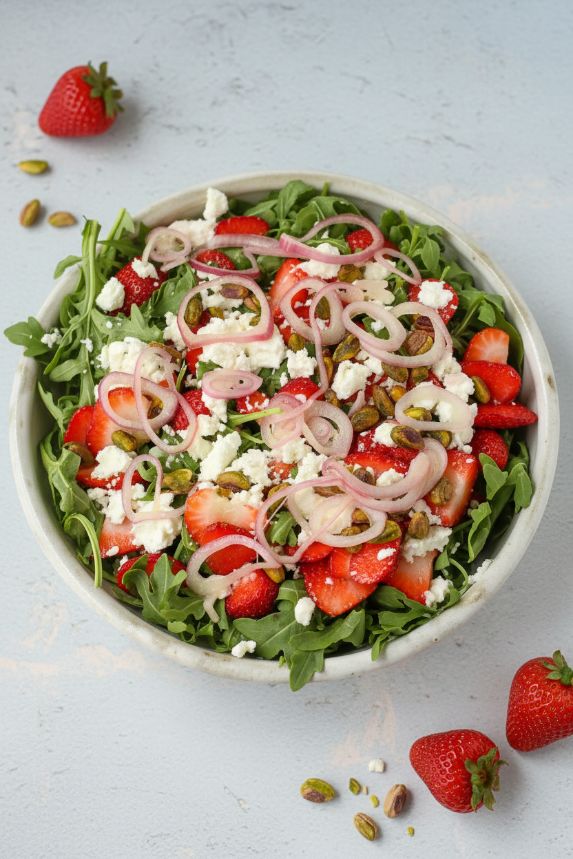 Strawberry Goat Cheese Arugula Spring Salad