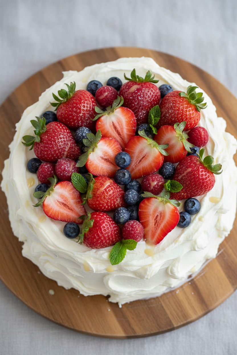 Summer Berry Cloud Cake