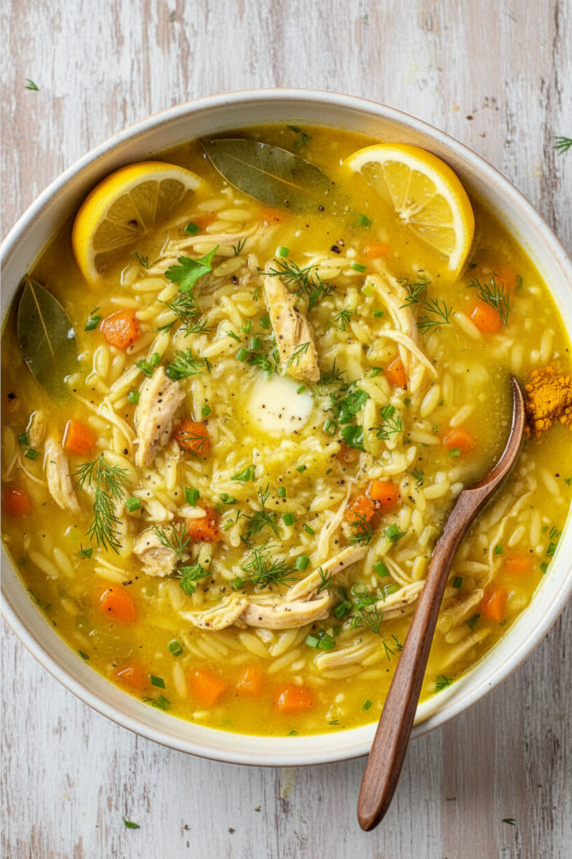 Sunshine Lemon Chicken Orzo Soup