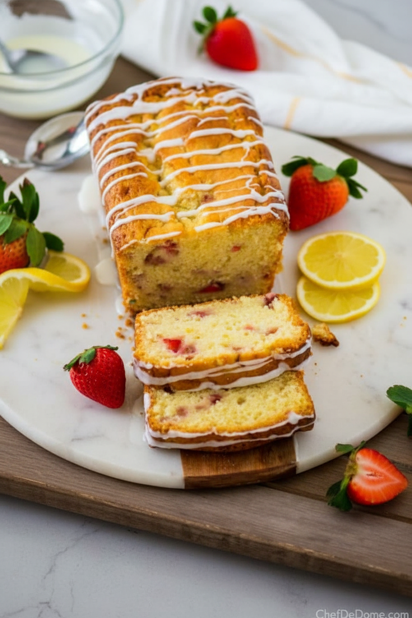 Sunshine Strawberry Lemon Pudding Cake