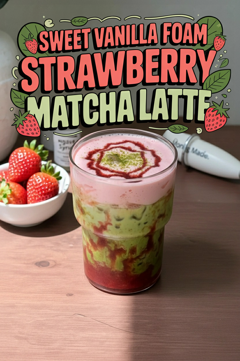 Sweet Vanilla Foam Strawberry Matcha Latte