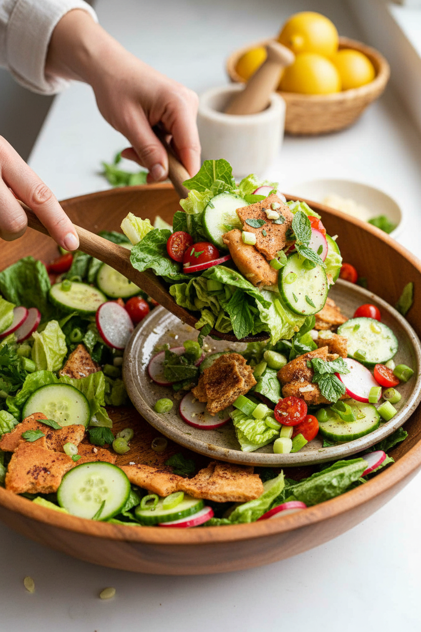 Toasted Pita Spring Fattoush Salad