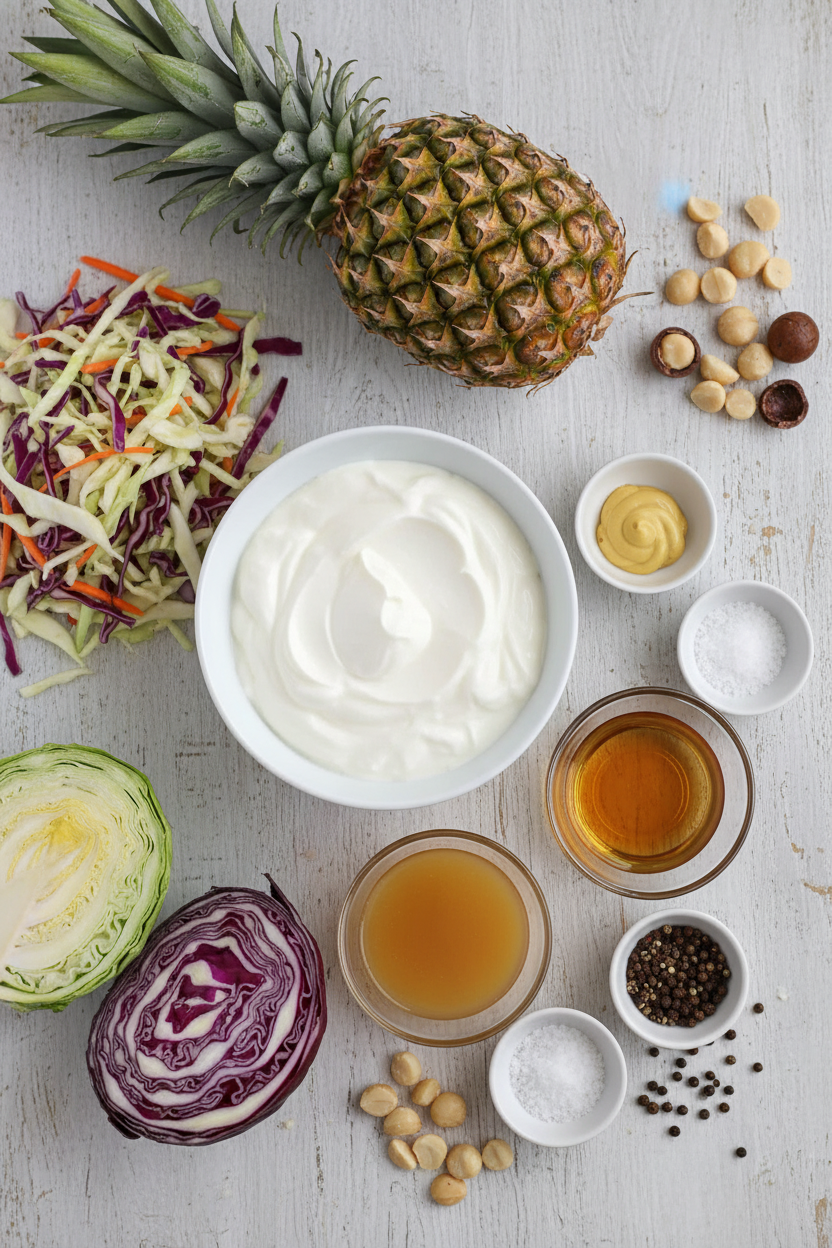 Tropical Pineapple Coleslaw with Sweet Dressing