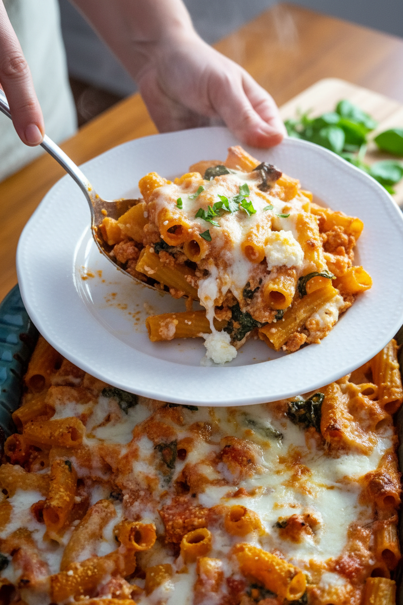 Turkey and Spinach Baked Ziti