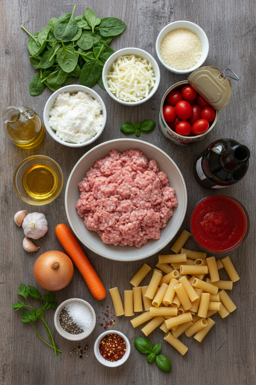 Turkey and Spinach Baked Ziti