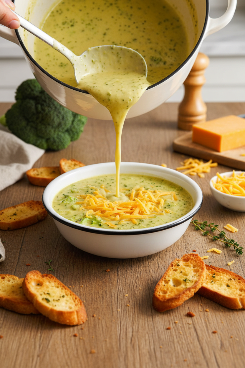 Velvety Broccoli and Cheddar Bisque