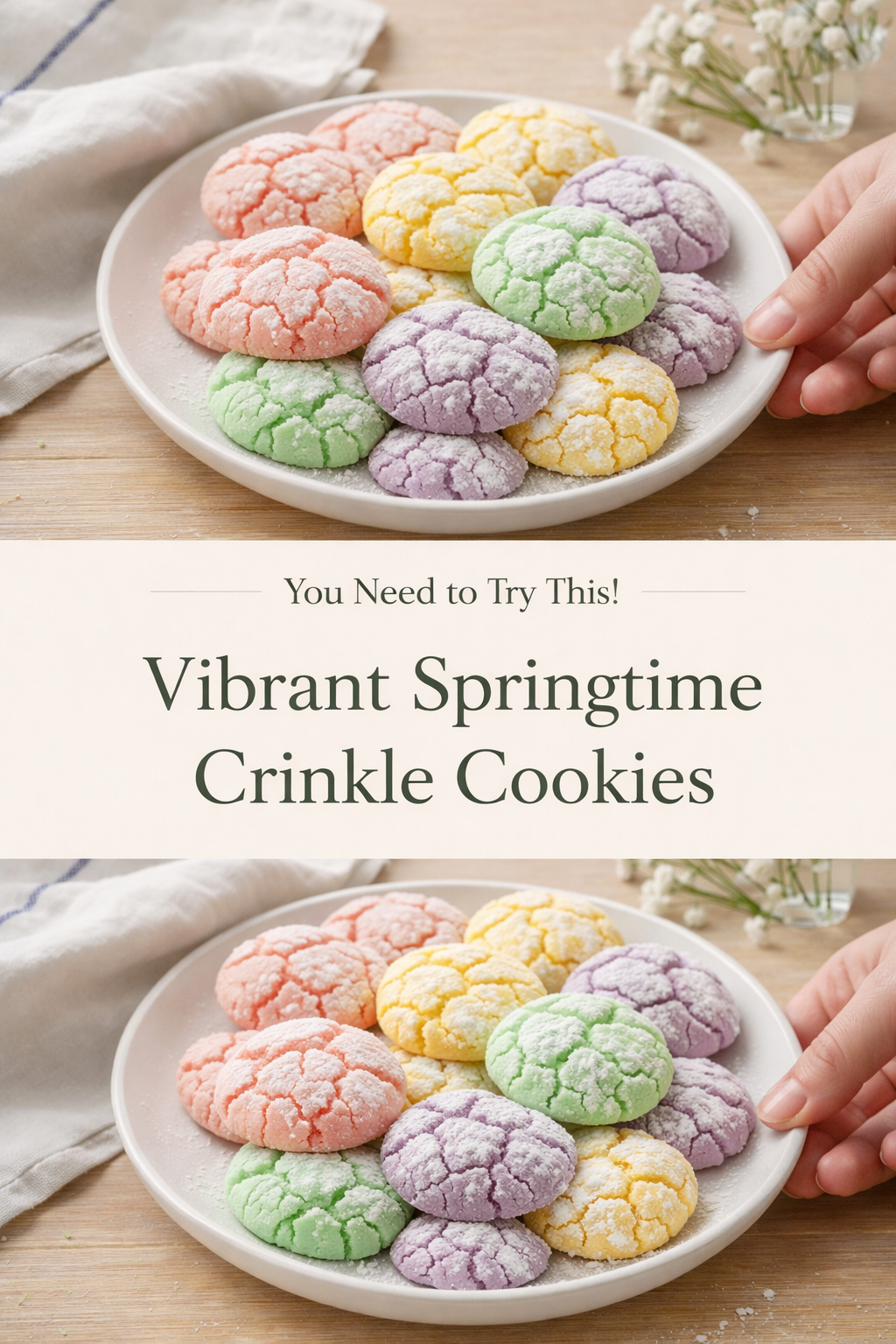Vibrant Springtime Crinkle Cookies
