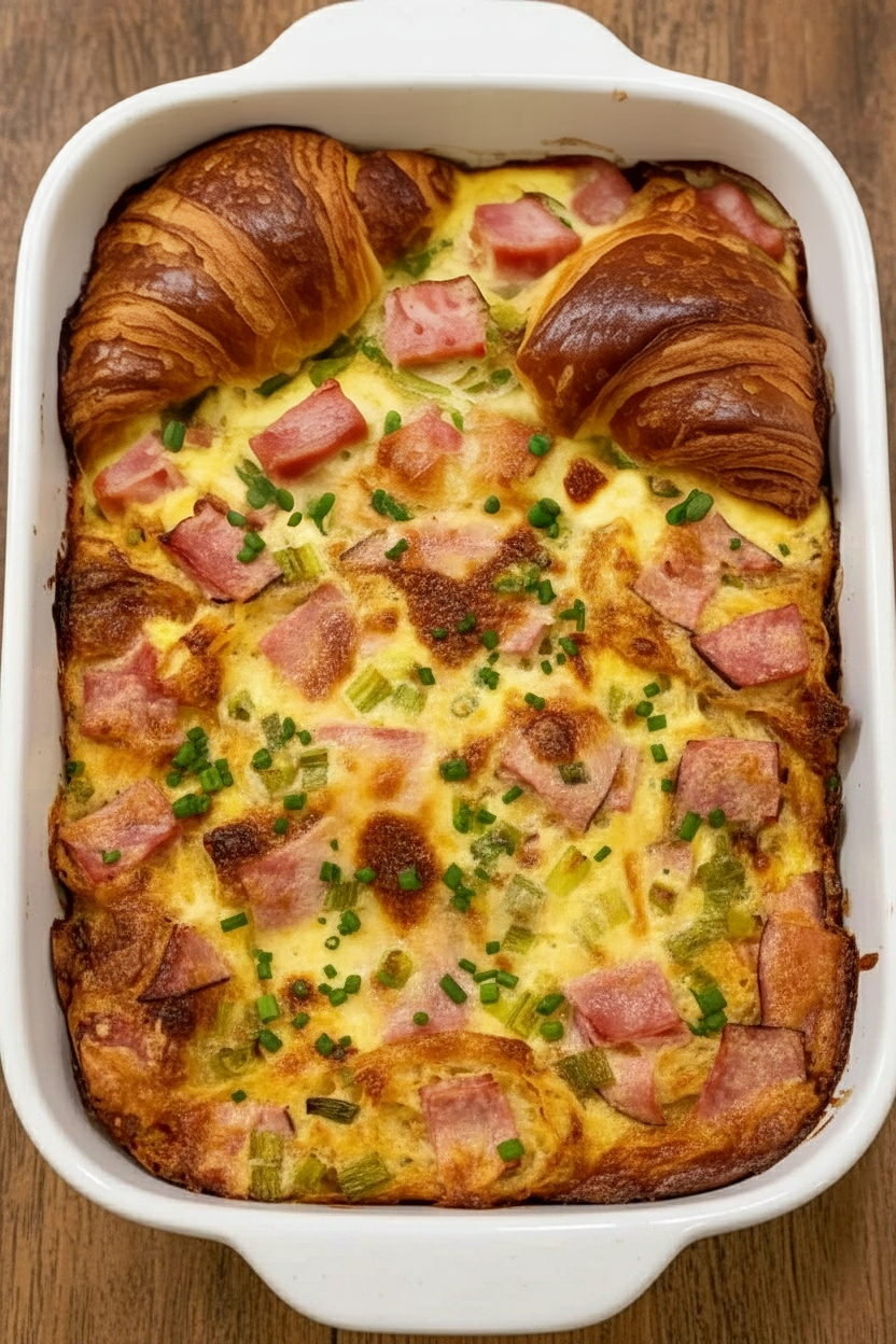 Weekend Ham and Egg Croissant Bake
