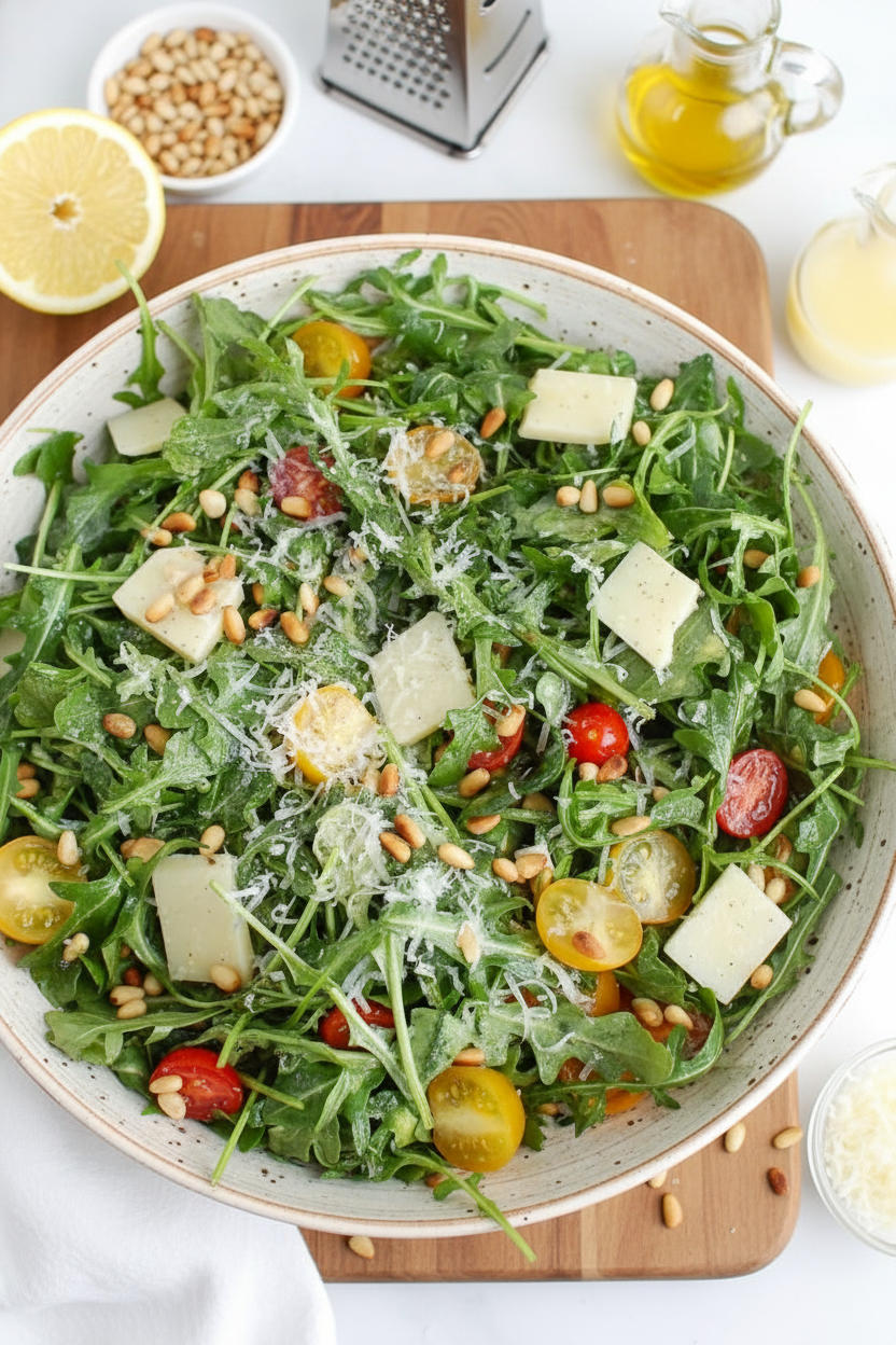 Zesty Arugula Parmesan Lemon Toss