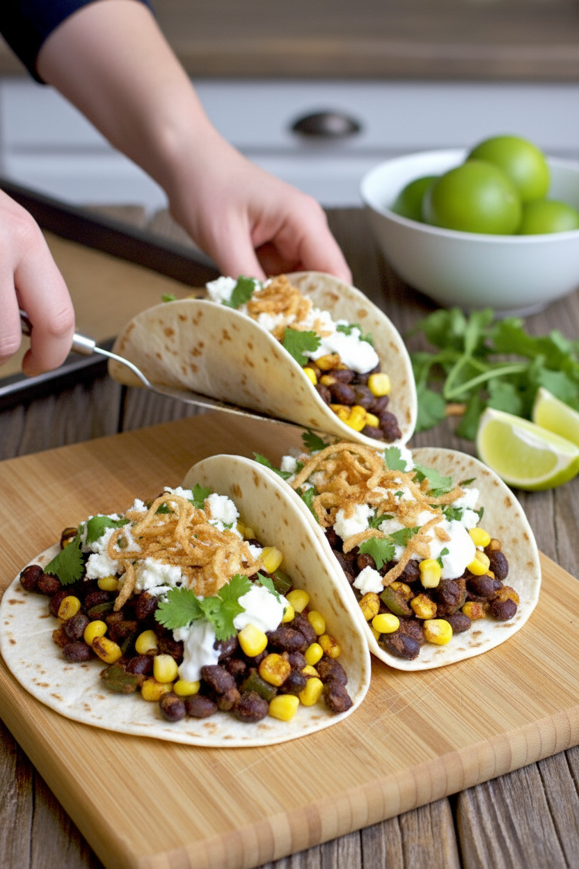 Zesty Black Bean and Corn Tacos