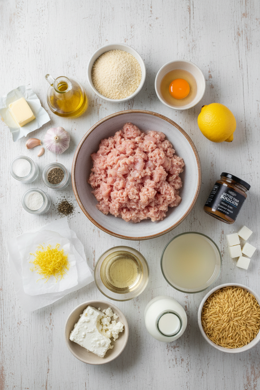 Zesty Chicken Meatballs with Orzo and Greens