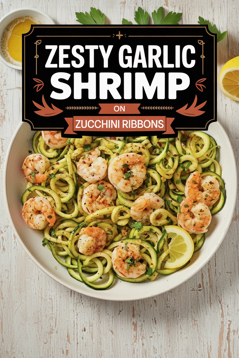 Zesty Garlic Shrimp on Zucchini Ribbons