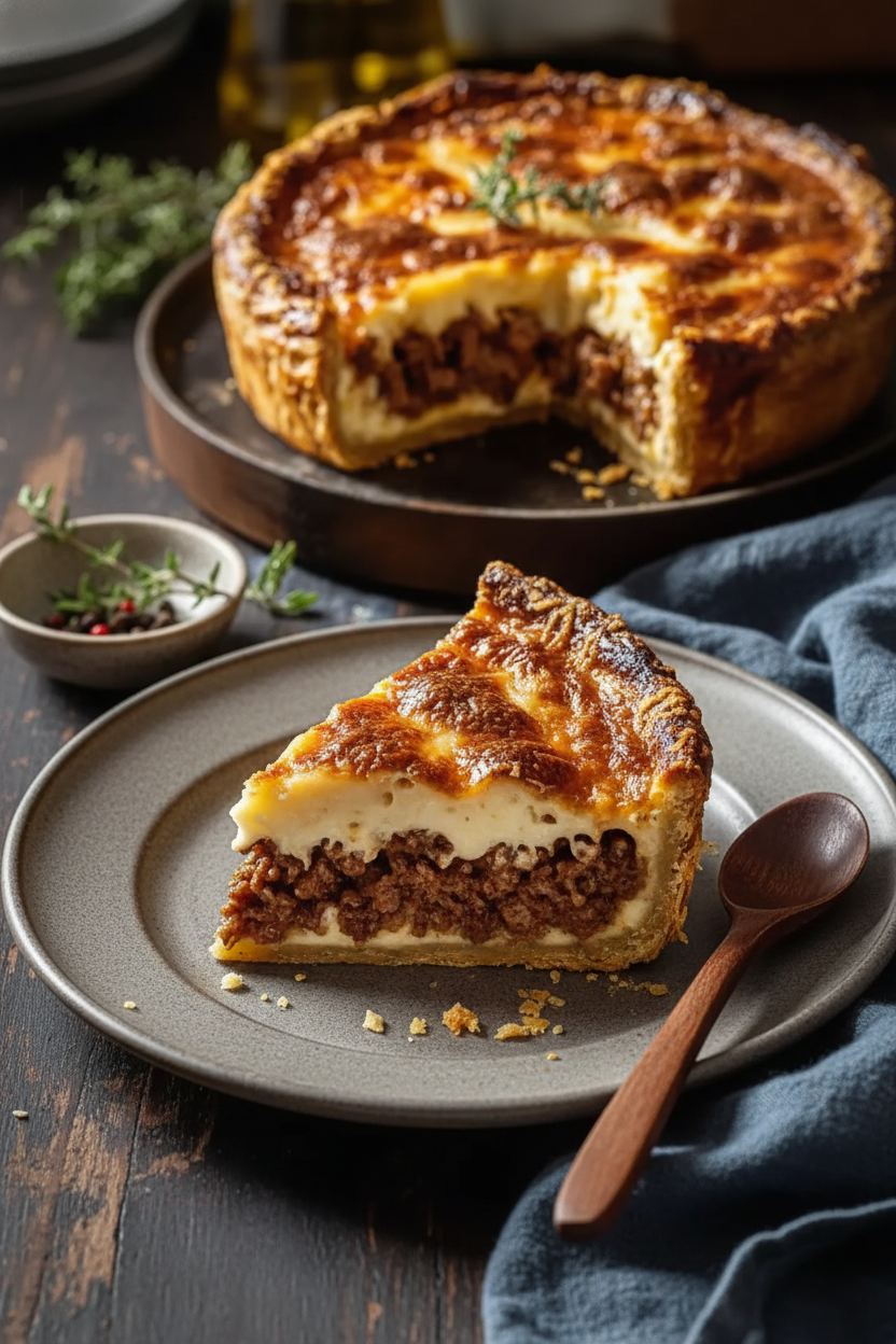 A Cheesy Ground Beef Pie by Expert Cooks