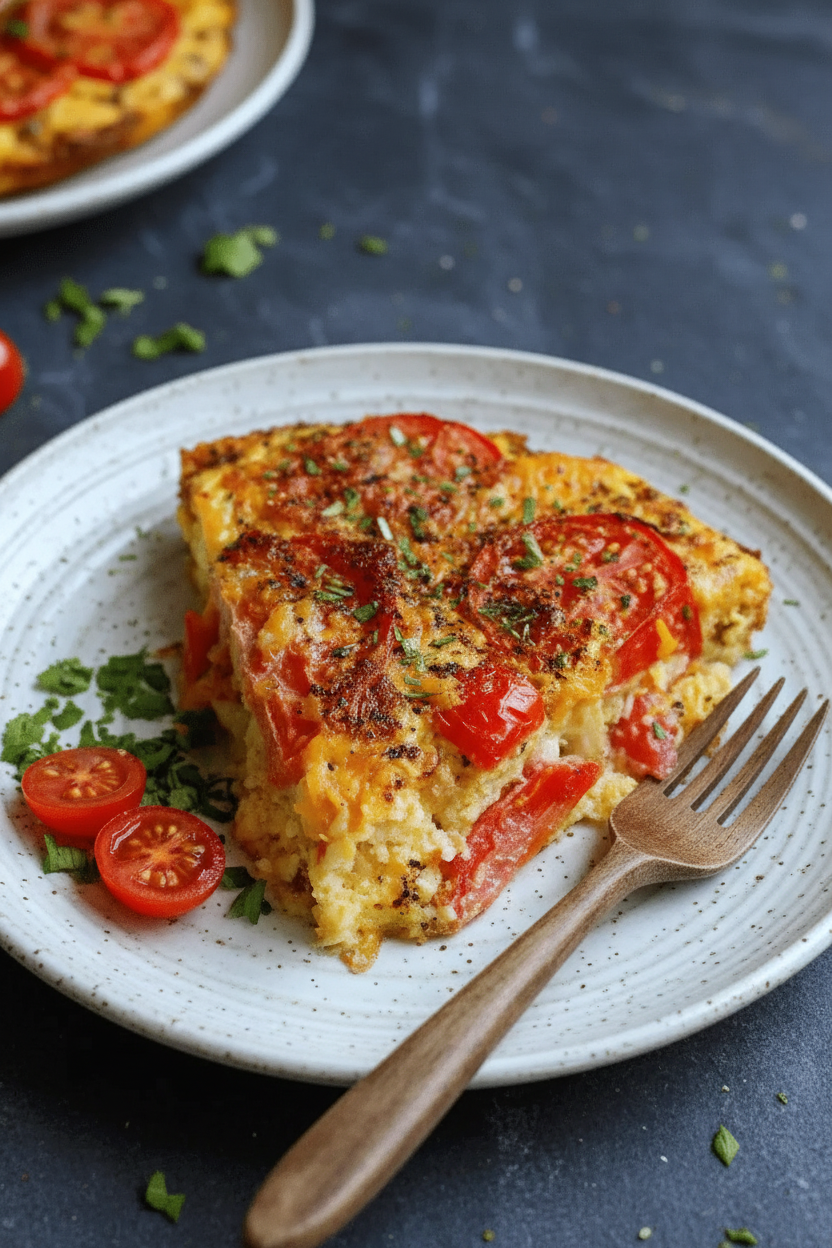 A Chefs Savory Tomato Cheese Egg Pie Recipe