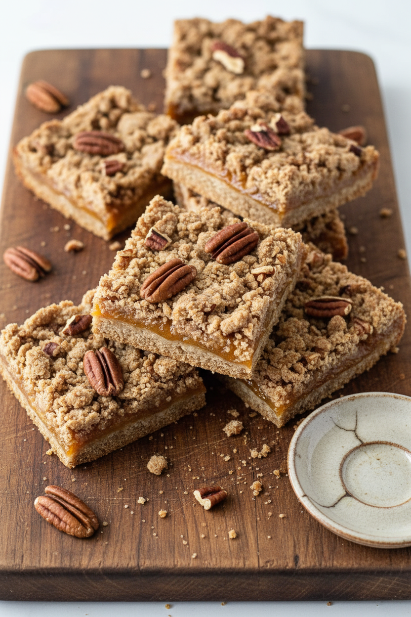Brown Butter Peach Streusel Bars with a Hint of Nutmeg