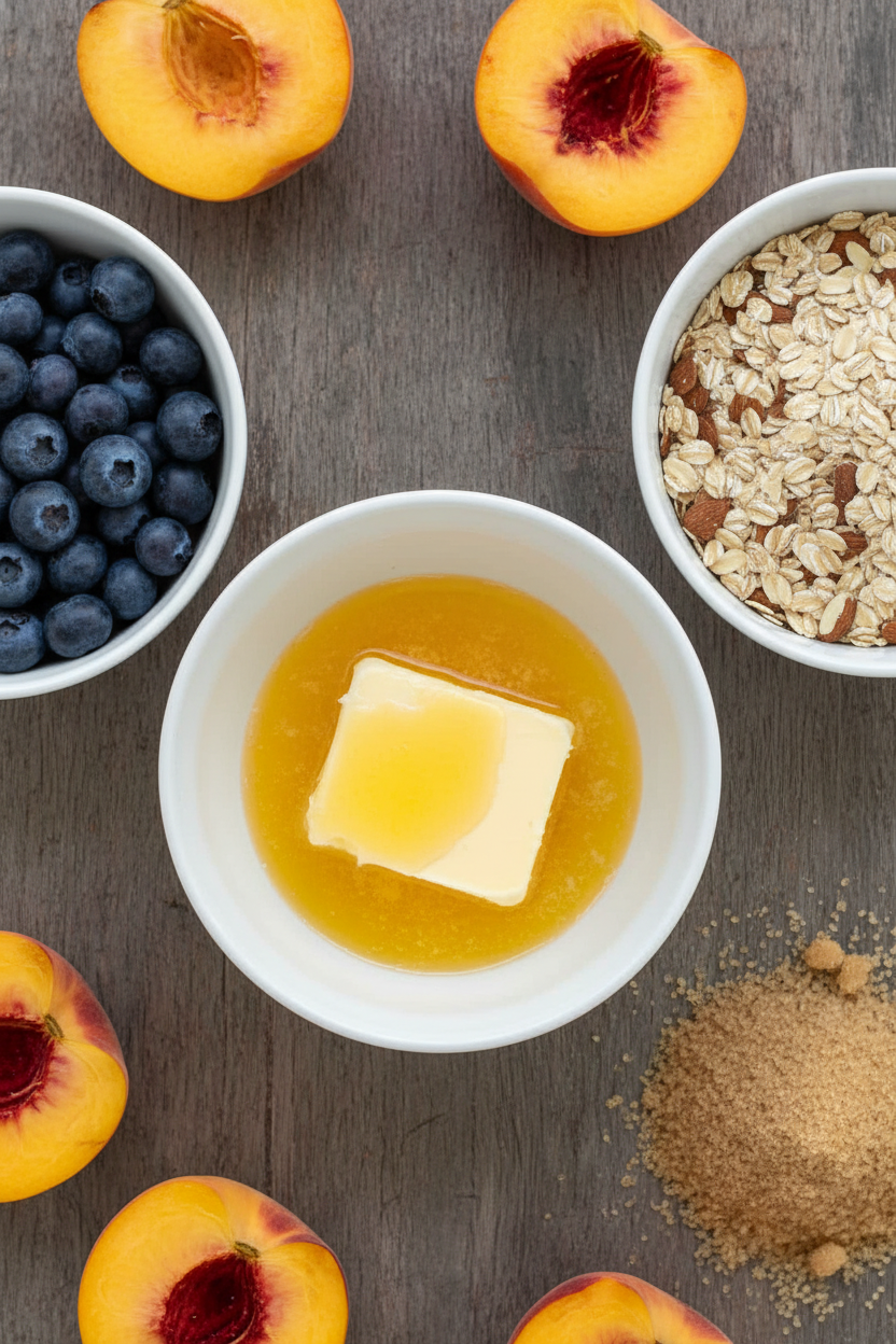 Brown Sugar Peach Blueberry Crisp by Chef