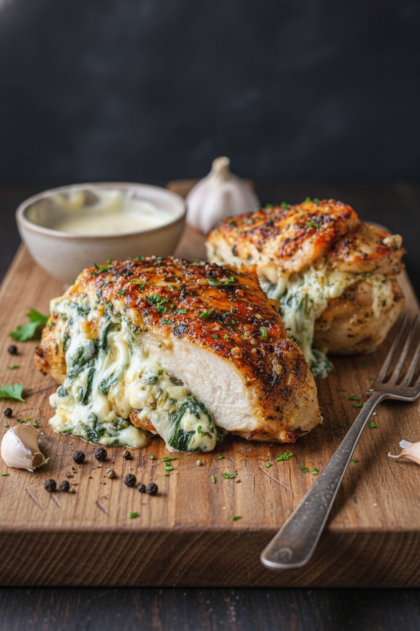 Cheese Stuffed Spinach Chicken Recipe by Chef