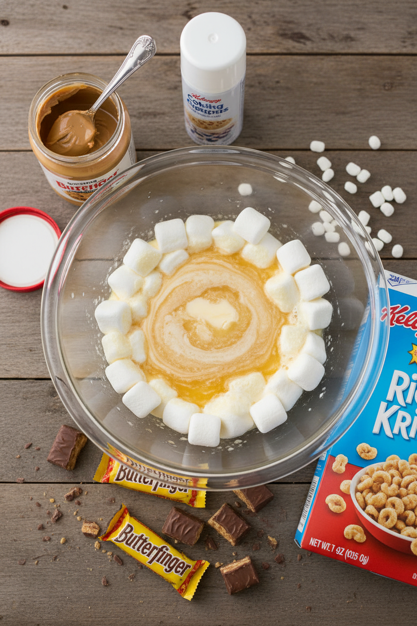 Chefs Secret Butterfinger Peanut Butter Crispy Bars