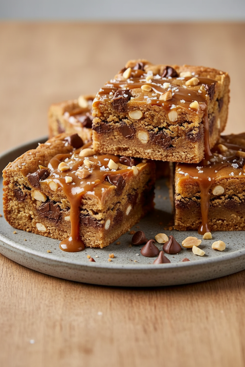 Chewy Caramel Chocolate Chip Cookie Bars Recipe