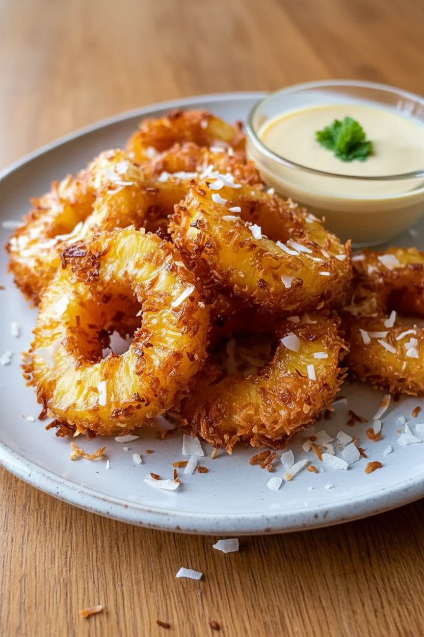 Crispy Rum-Soaked Coconut Pineapple Fritters