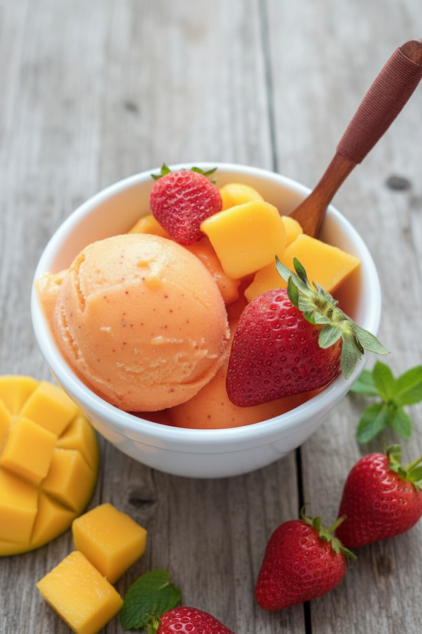Easy Homemade Mango Strawberry Sorbet Recipe