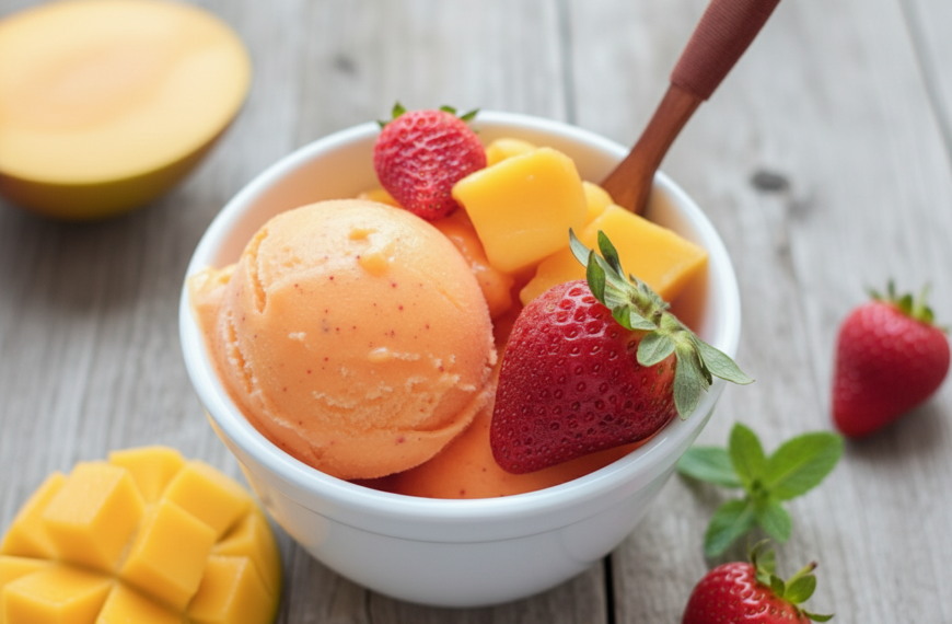 Easy Homemade Mango Strawberry Sorbet Recipe