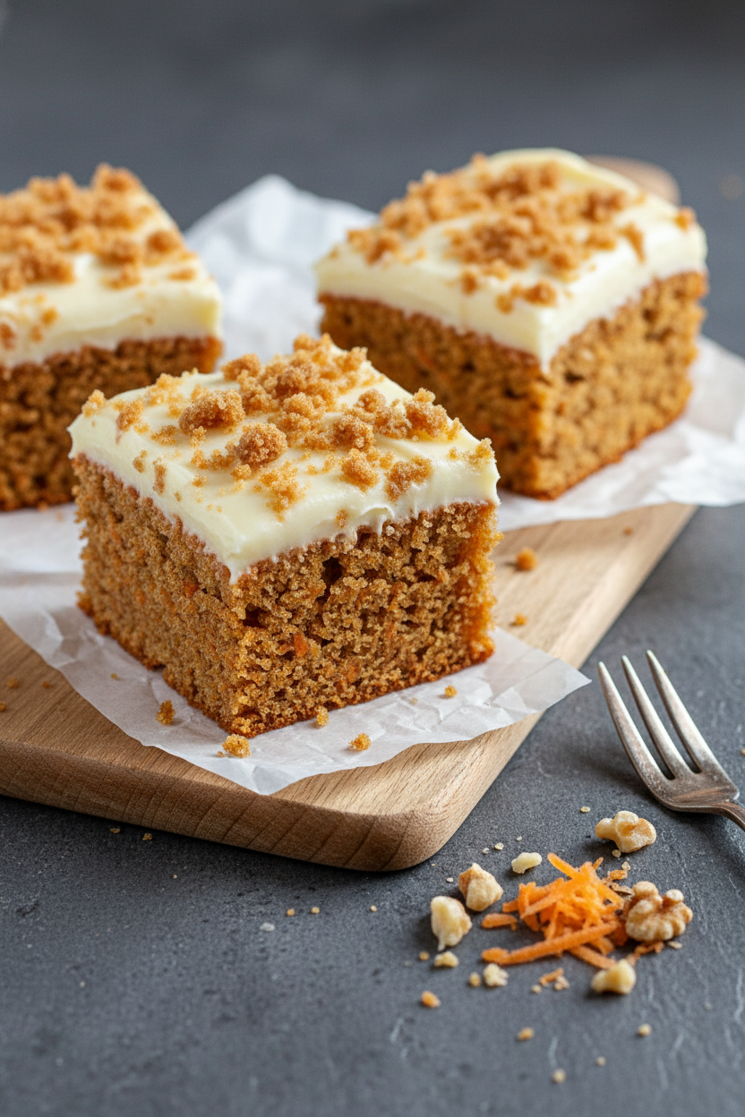 Easy Moist Carrot Cake Bars with Cream Cheese Frosting