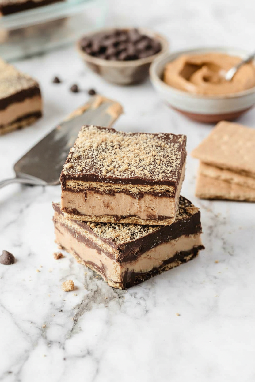 Easy No-Bake Peanut Butter Chocolate Graham Cracker Bars