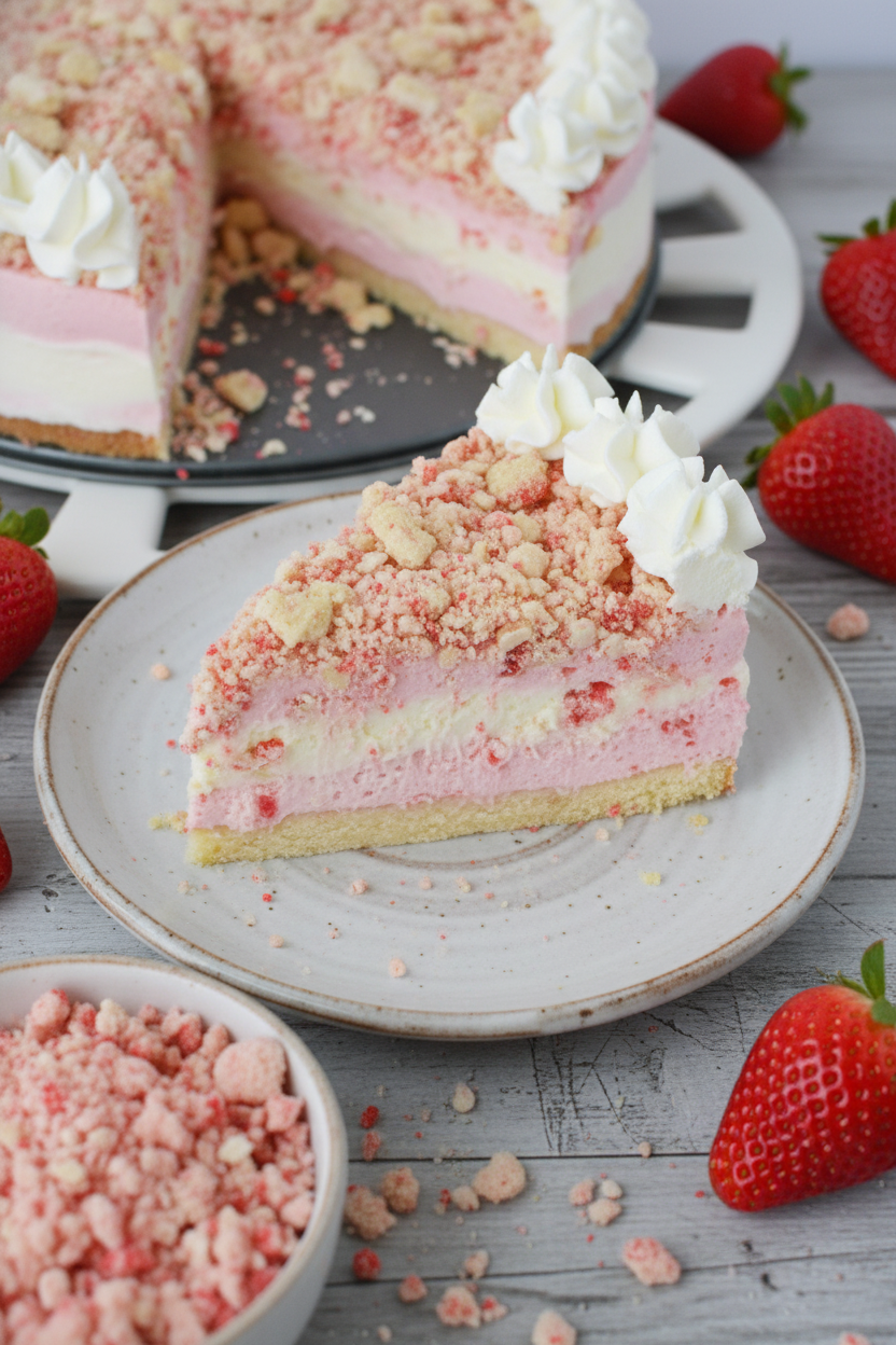 Easy No-Bake Strawberry Cheesecake with Cookie Crust