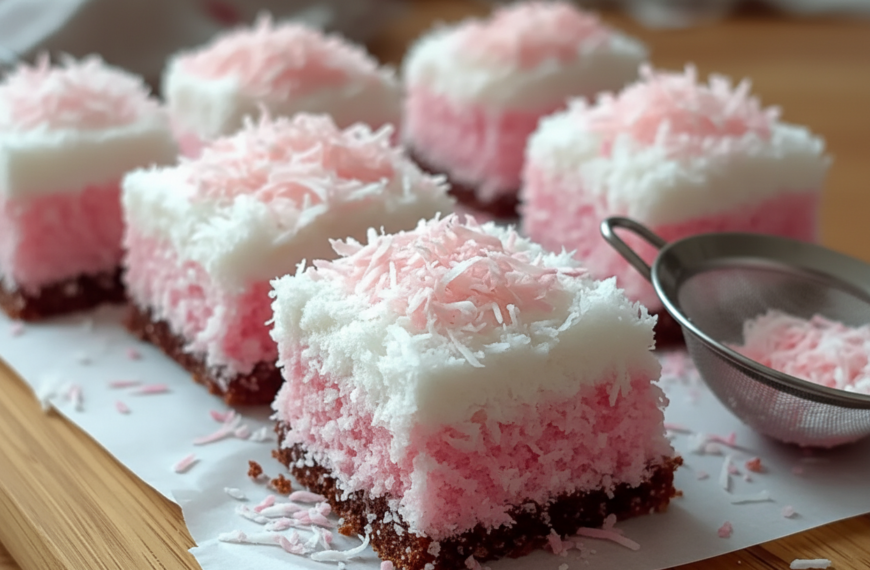 My Favorite Pink Coconut Chocolate Cake Bars
