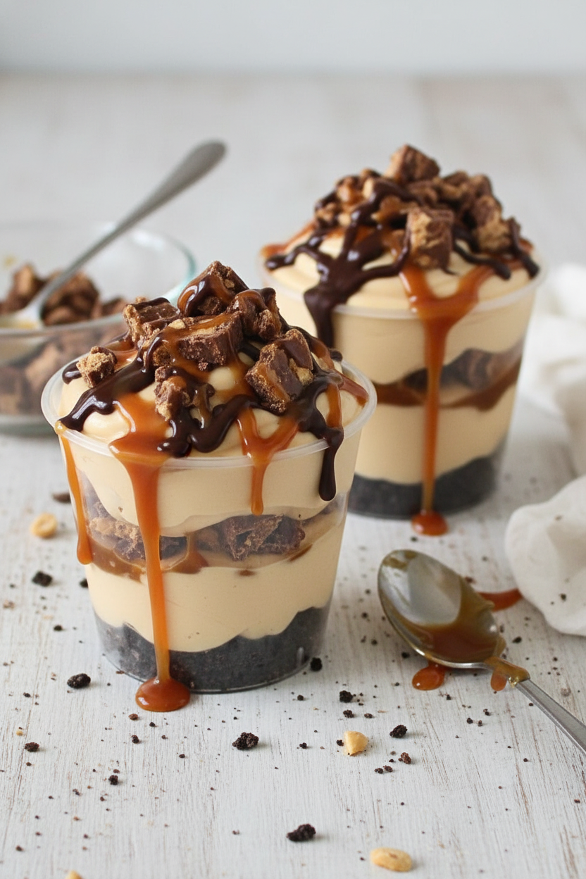 Easy Snickers Cheesecake Cups Recipe