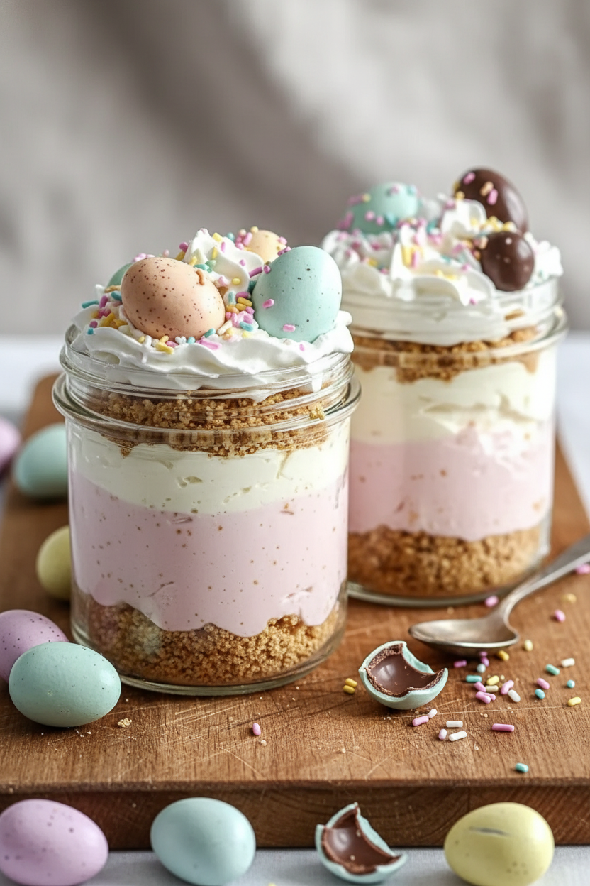 Effortless Mini Easter Cheesecake Jars