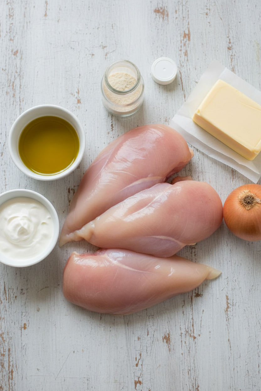 Garlic Butter Chicken with Creamy Onion Sauce by Chef