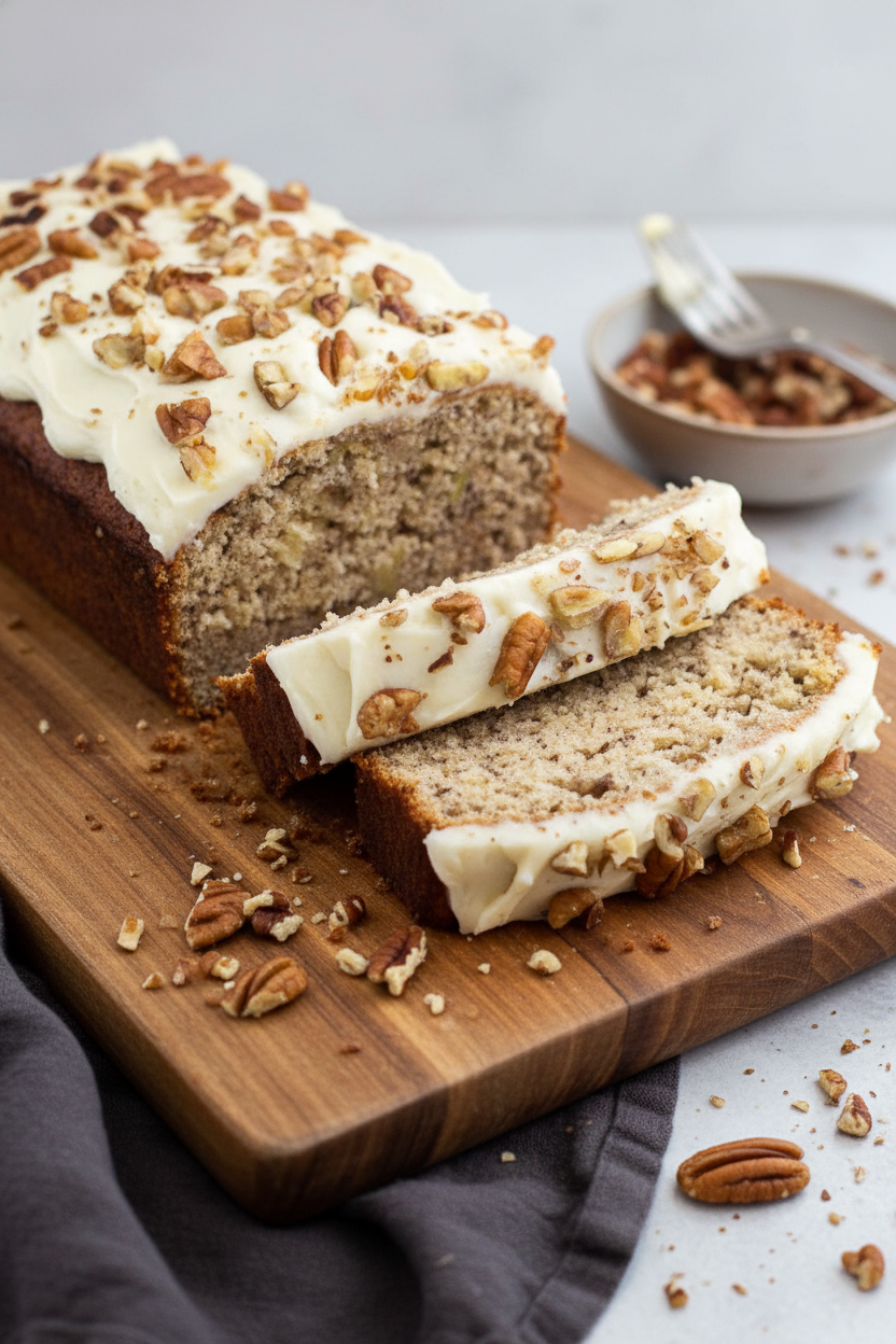 Grandmas Pineapple Banana Bread with Cream Cheese Frosting