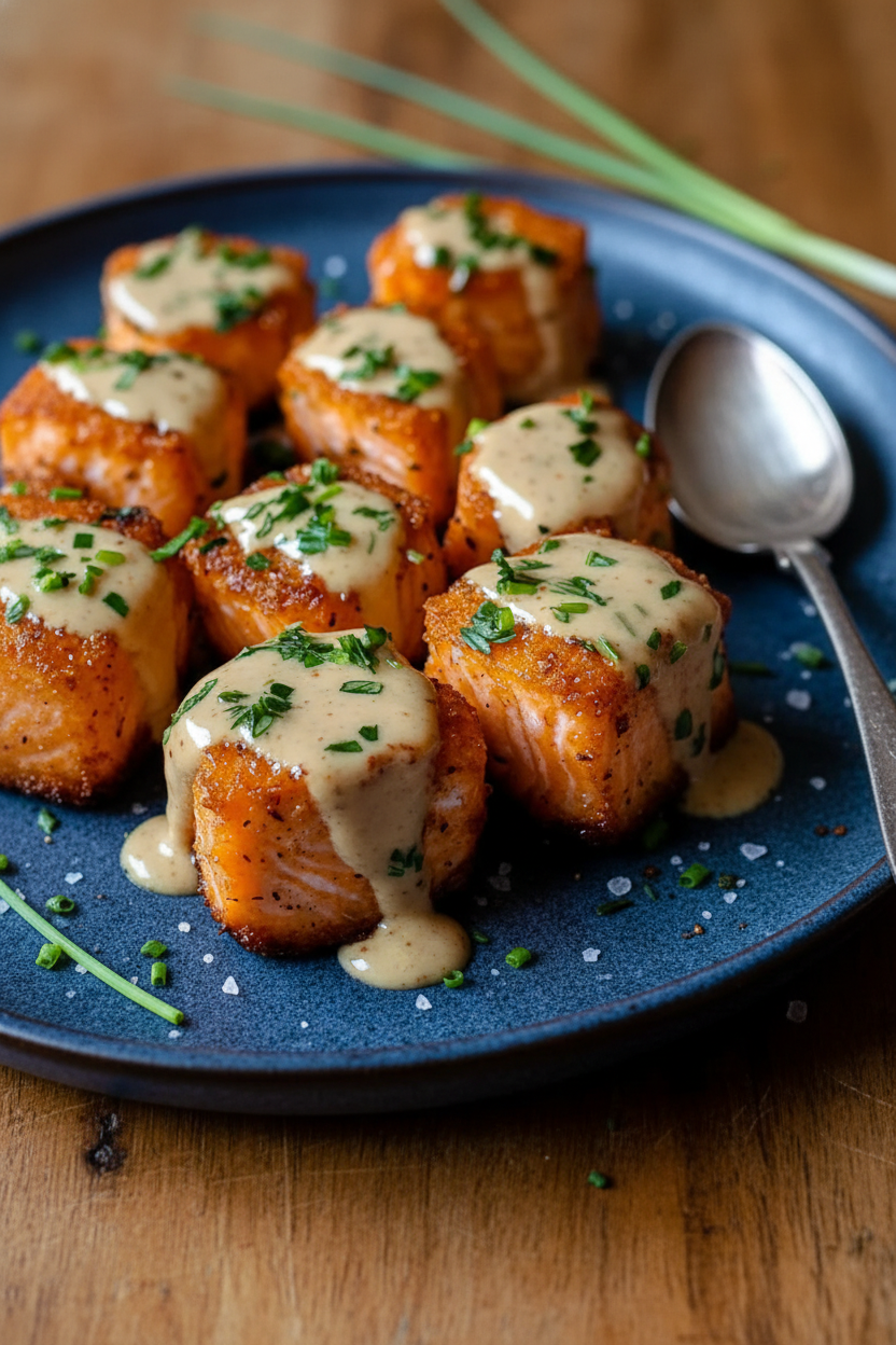 My Favorite Crispy Salmon Bites with Bang Bang Sauce