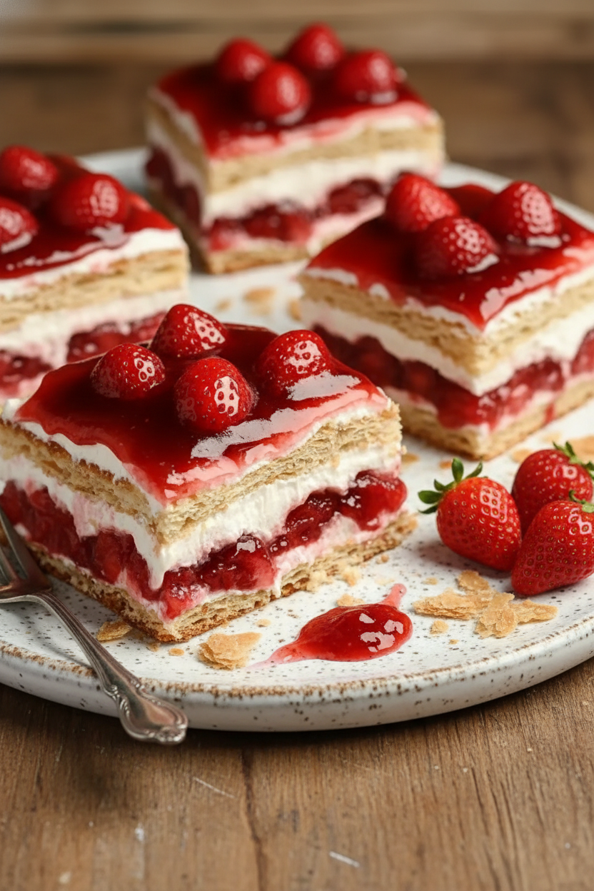 My Favorite No-Bake Strawberry Graham Cracker Cake