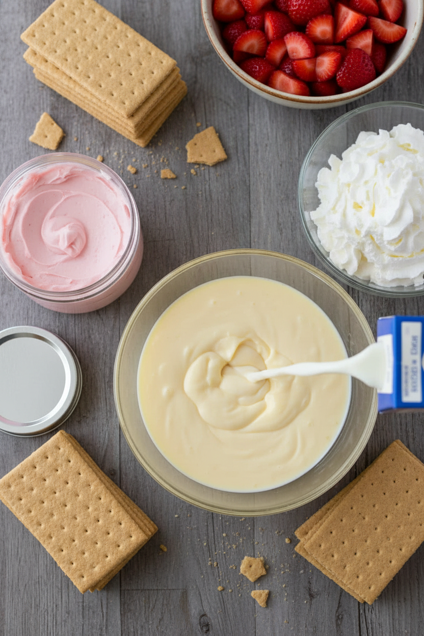 My Favorite No-Bake Strawberry Graham Cracker Cake