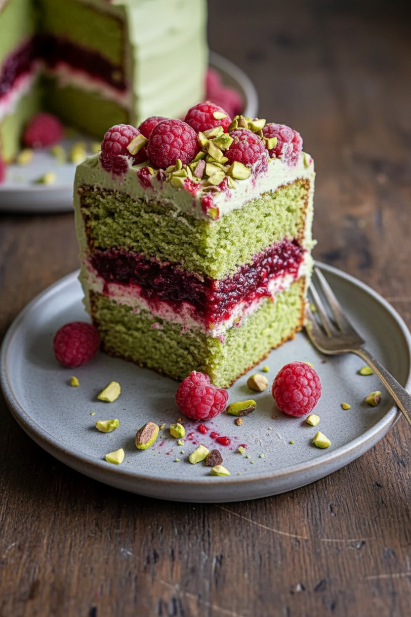 My Favorite Pistachio Raspberry Layer Cake