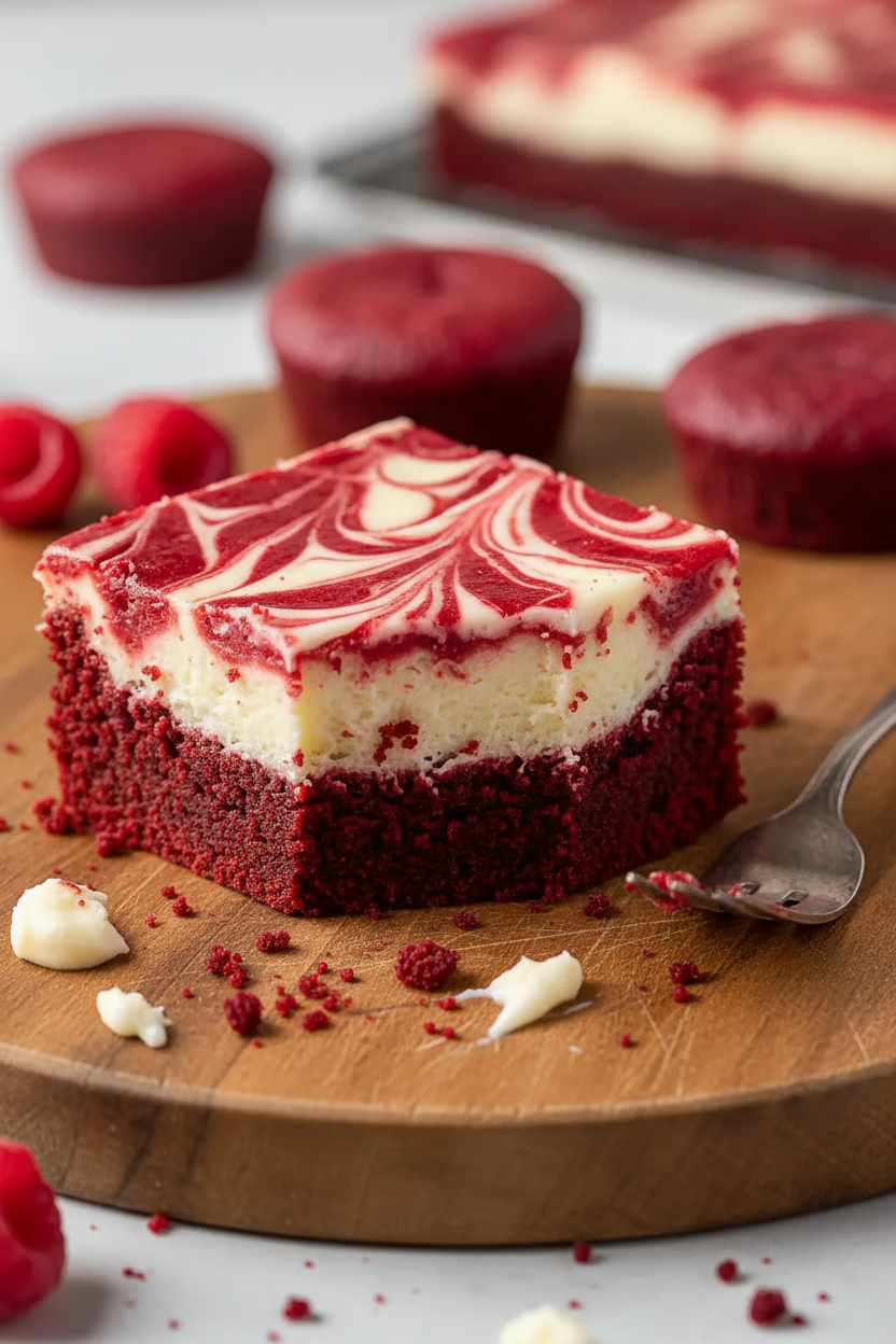 My Favorite Swirled Red Velvet Cheesecake Brownies