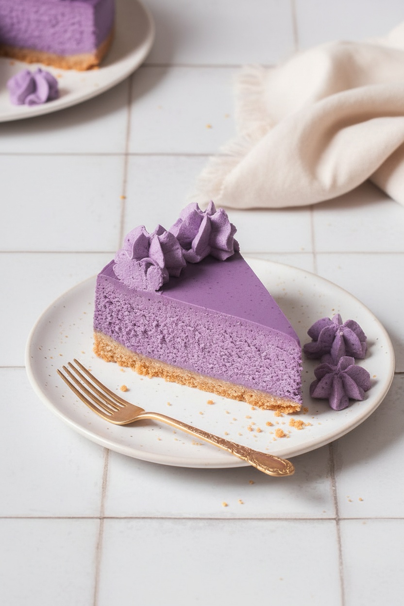 My Favorite Ube Cheesecake with Coconut Crust